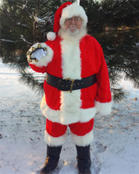 pro santa suit snowy scene with tree